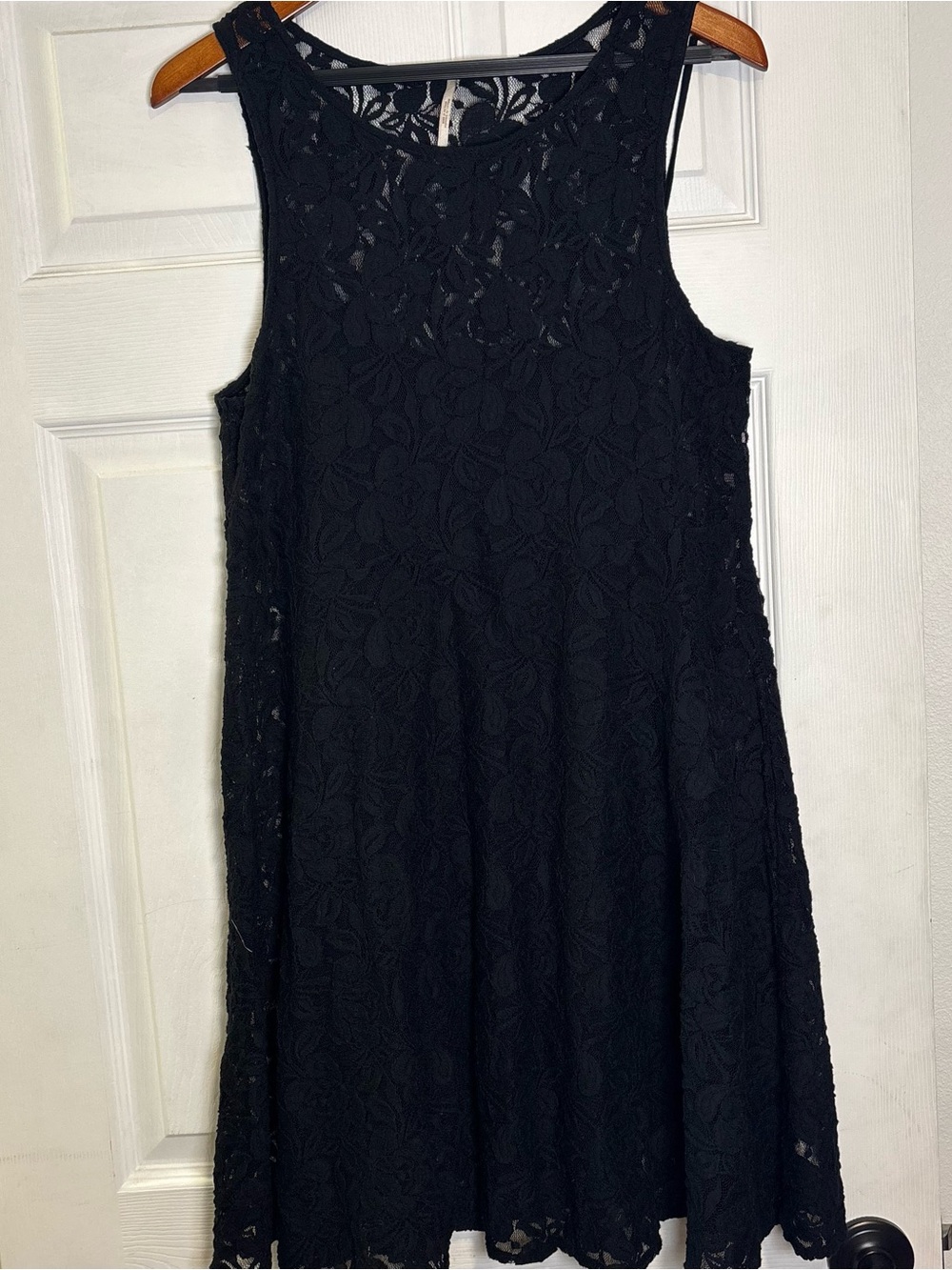 Free People Black Lace Sleeveless Dress with Fastened Underlay Size L
